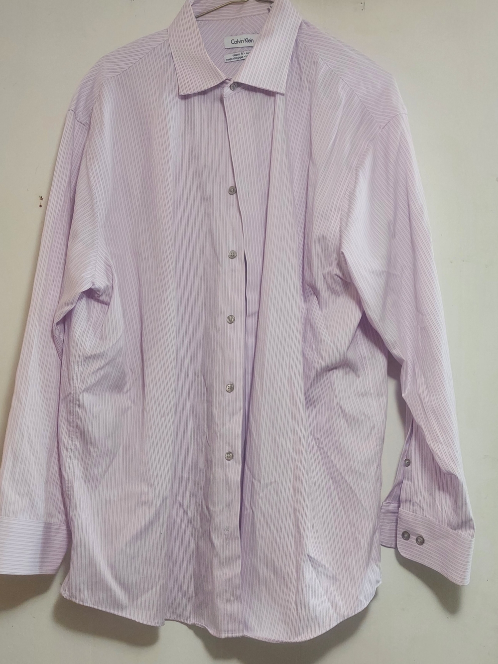 Calvin Klein Men's Light Lavender Pinstripe Dress Shirt